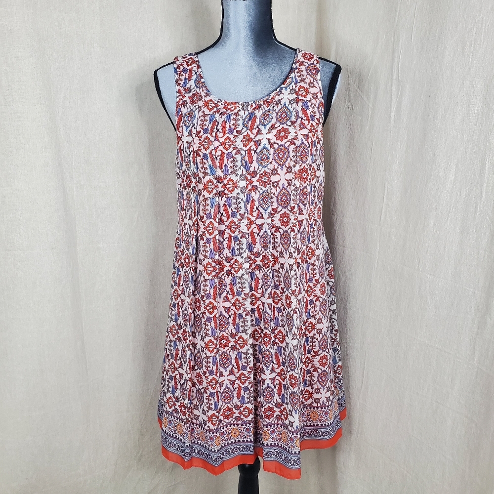 ☆☆ Max Studio Floral Shift Dress Sleeveless Size Small Orange White Blue